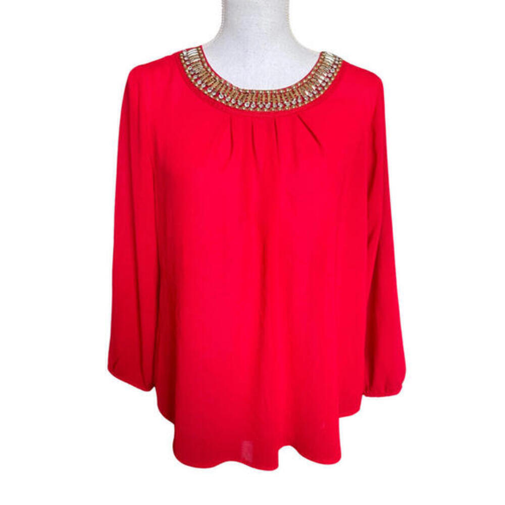 OLM Womens Red Blouse. Size M. New Without Tag.